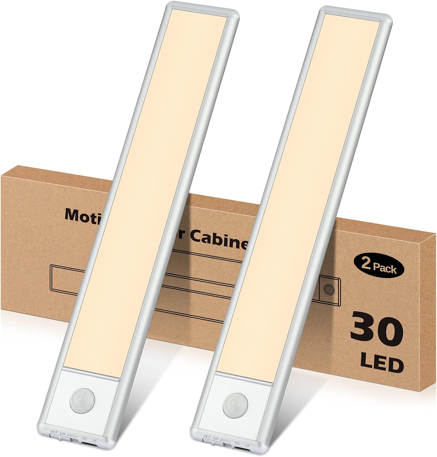 Luces LED Bajo Mueble con Sensor de Movimiento Recargables, Pack x2 Magnéticas Stick-On, 22 LEDs, USB-C, Luz Blanca Fría